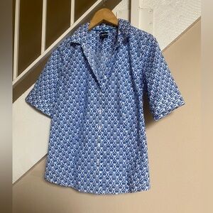Talbots Blue and White Casual Button Down Shirt
